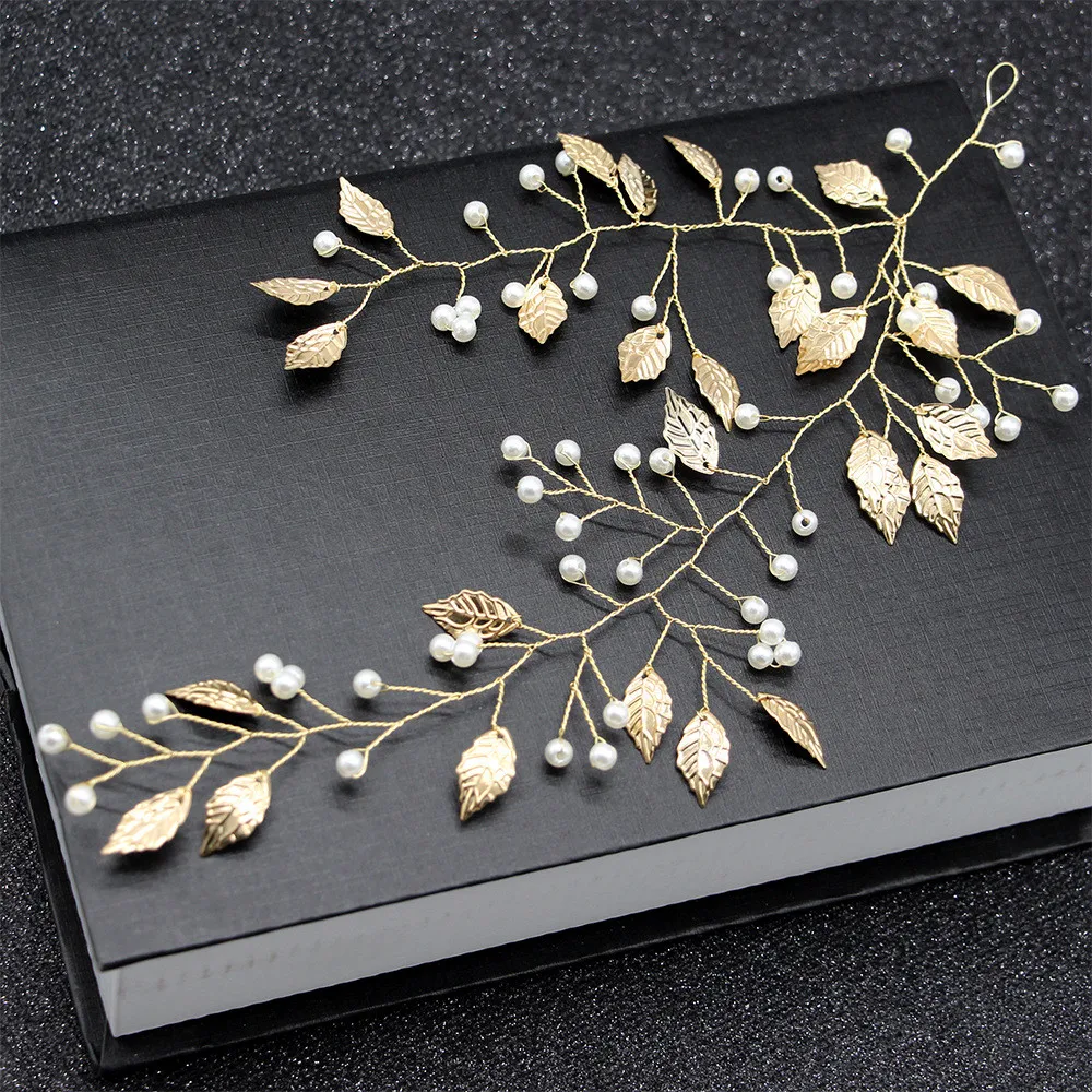 Модная головная повязка с золотыми листьями тиара аксессуары для волос на