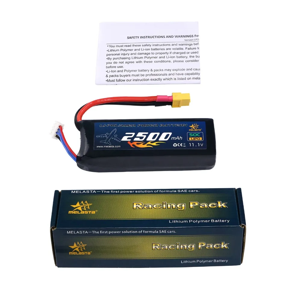 Melasta 2500mAh 3S 11,1 V 50C LiPo RC батарея 14AWG с разъемом XT60 для гоночного автомобиля RC грузовика
