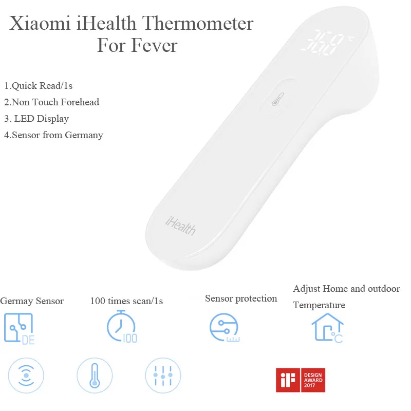 Xiaomi iHealth светодиодный термометр для детей, цифровой инфракрасный температурный тестер для детей, для быстрого чтения
