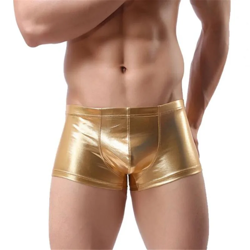 Мужское нижнее белье из искусственной кожи сексуальные мужские трусы боксеры с
