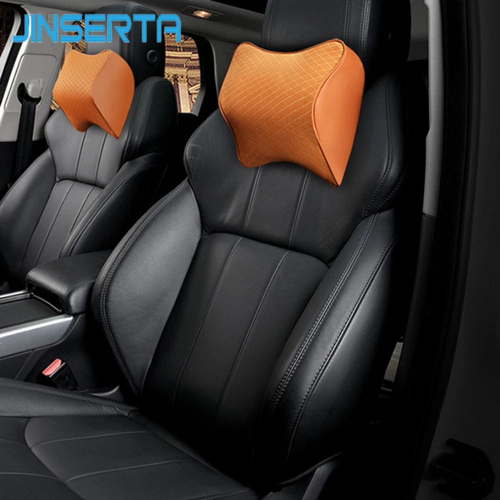 JINSERTA, подушка для шеи из пены с эффектом памяти, Автомобильная подушка для поддержки сиденья, подушка для путешествий, удобный подголовник, автомобильные аксессуары