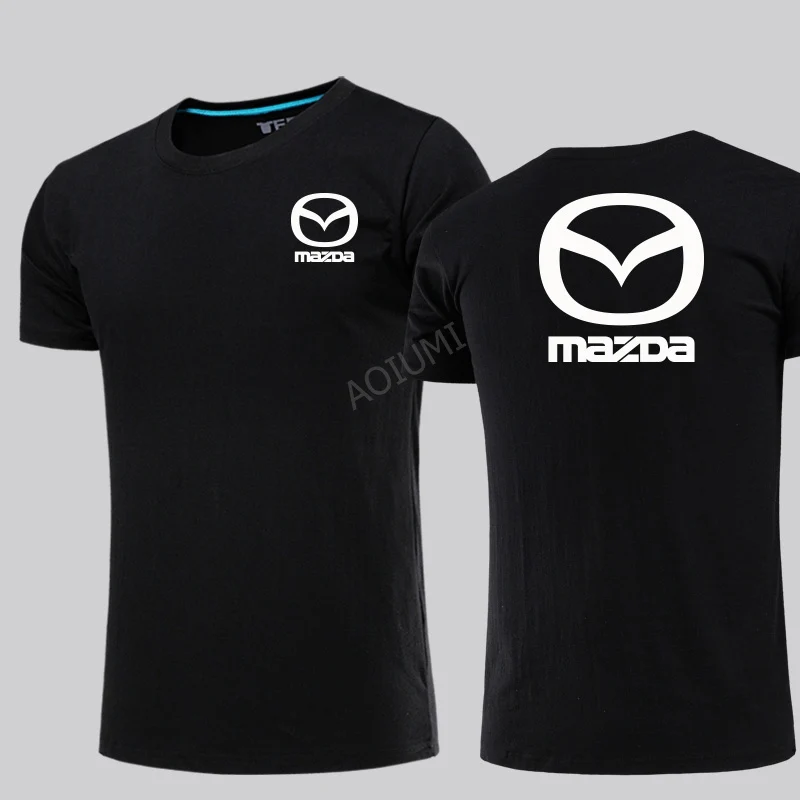 Модные однотонные мужские футболки Mazda с коротким рукавом топы Мужская футболка
