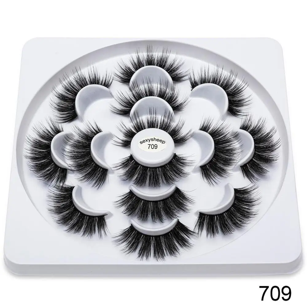 709 SEXYSHEEP 2/4/7 пар искусственной 3D норковые ресницы натуральные длинные накладные ресницы объем Накладные ресницы макияж расширение ресницы «maquiagem» - Цвет: 709