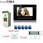 Видеодомофон SmartYIBA, 9 дюймов, цветной, домофон, экран, дверной телефон с электрическим замком на болтах + ИК 5 камер доступа RFID