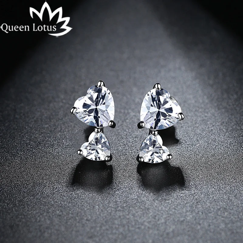 Модные роскошные женские серьги Queen Lotus 2018 романтические маленькие с двойным