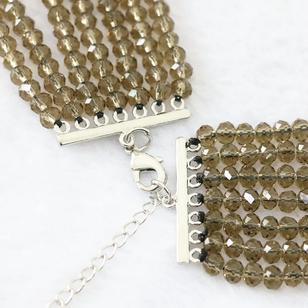 Свежий серый 7 рядов Элегантное ожерелье серьги круглая искусственная раковина