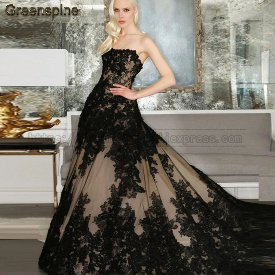 Готическое черное свадебное платье трапециевидной формы элегантное невесты без