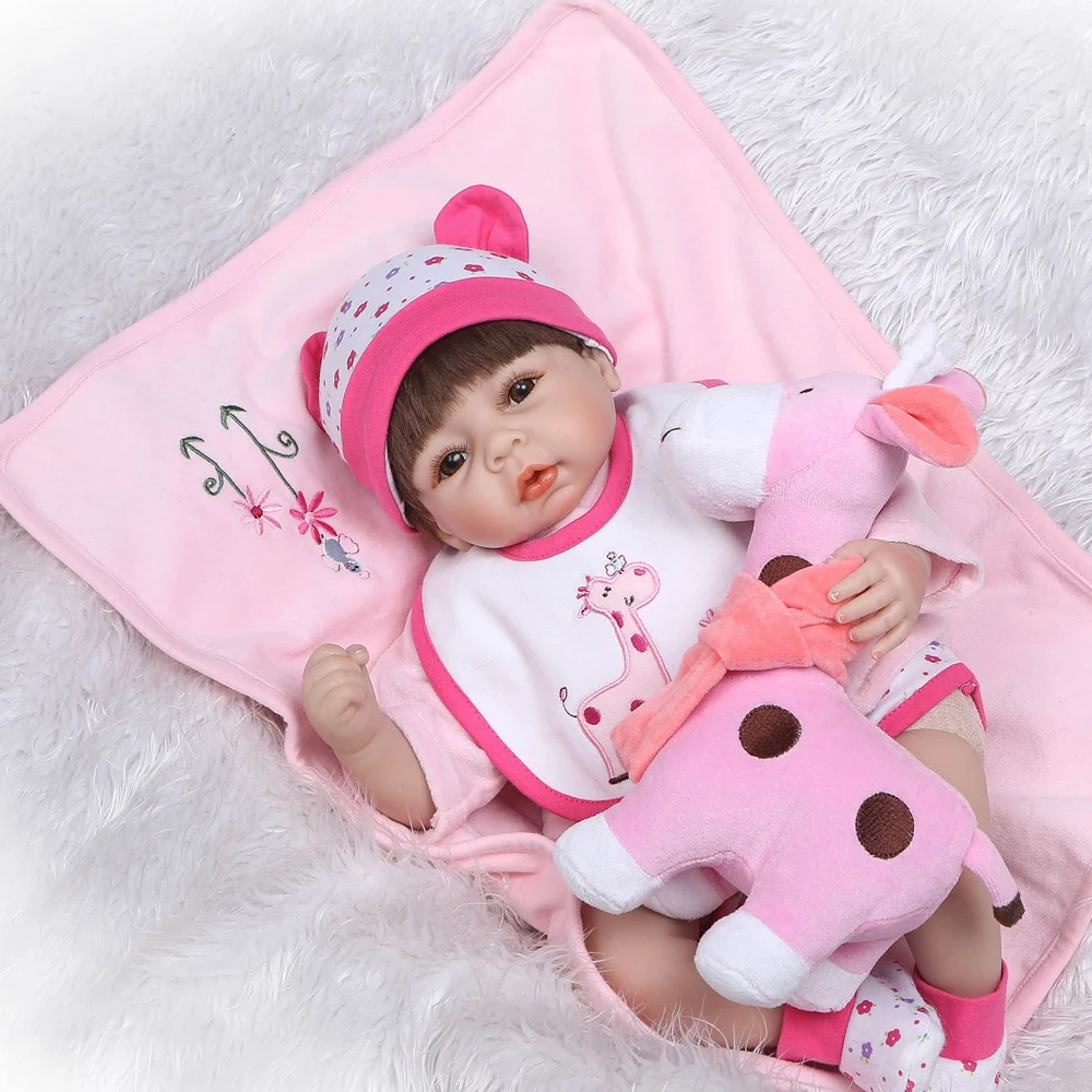 22&quotgirl doll reborn babies silicone vinyl children toy pink blanket real cute bebe alive dolls | Игрушки и хобби