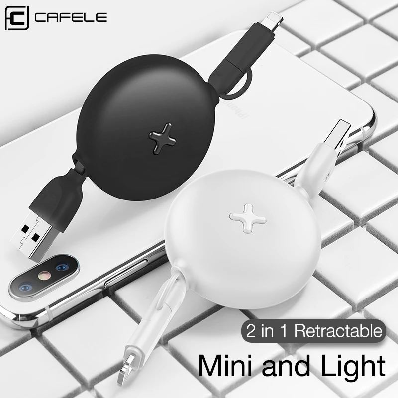 Cafele 2 в 1 Выдвижной USB кабель для iPhone Micro зарядного устройства портативный 6 кабель|Кабели мобильных телефонов|