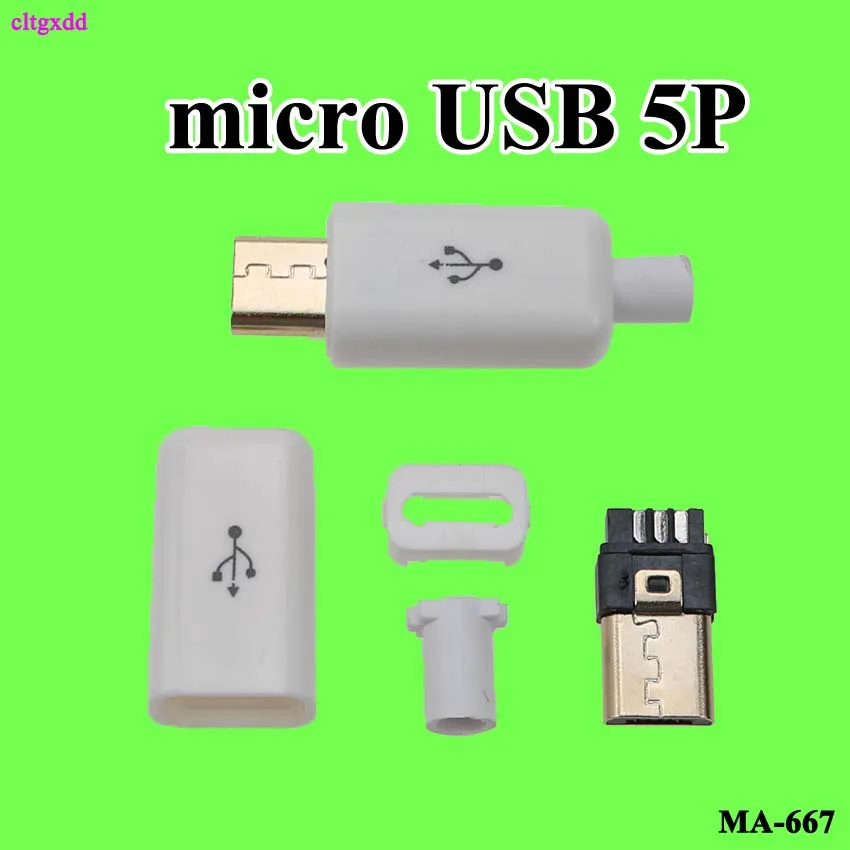 Cltgxdd Micro USB 5Pin Штекерный разъем позолоченный черный/белый сварочный кабель для