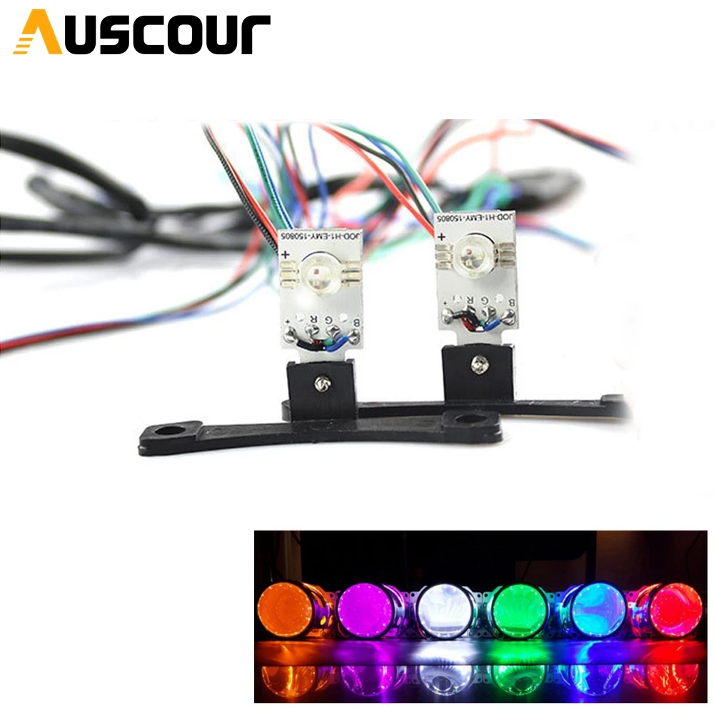 2 шт. RGB светодиодный дьявол, демон глаза для универсального автомобиля мотоцикла 2,5 дюймов фары объектив проектора с выключением контроллер провода