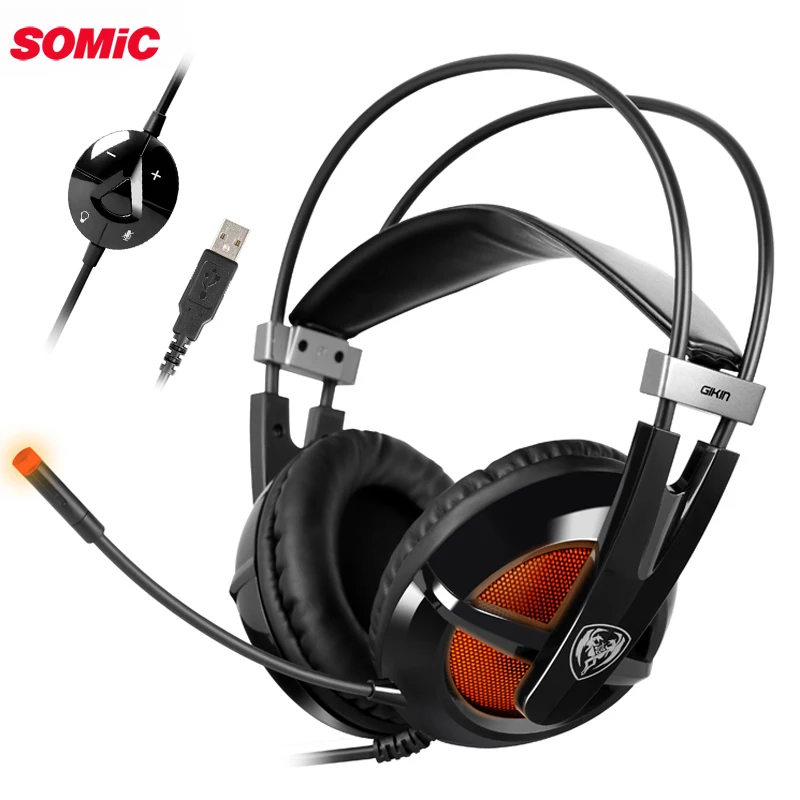Somic G938 USB Virtual 7,1 стерео проводные Игровые наушники с микрофоном игровая гарнитура за уши для ноутбука компьютера геймера