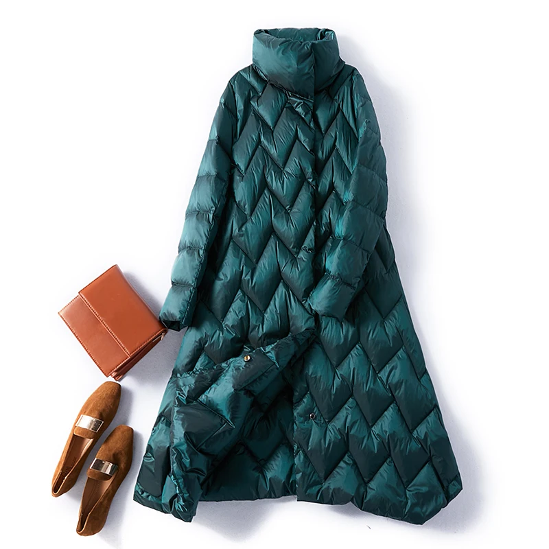 Белый пуховик на утином пуху теплая куртка новинка 2020 зимний женский длинный