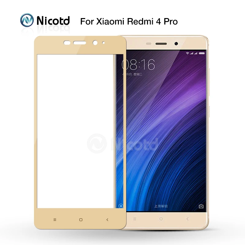 Цветное закаленное стекло Nicotd 2.5D с полным покрытием для Xiaomi Redmi 4 Prime Pro