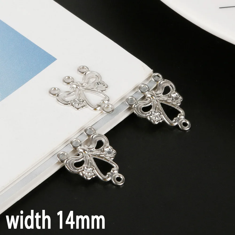 50 шт. Родиевые треугольные филигранные обертывания Цветочные соединители