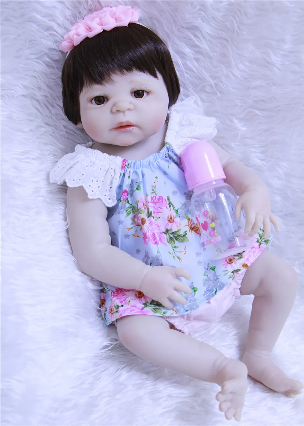 NPKCOLLECTION Новинка 55 см полностью силиконовая кукла новорожденная девочка
