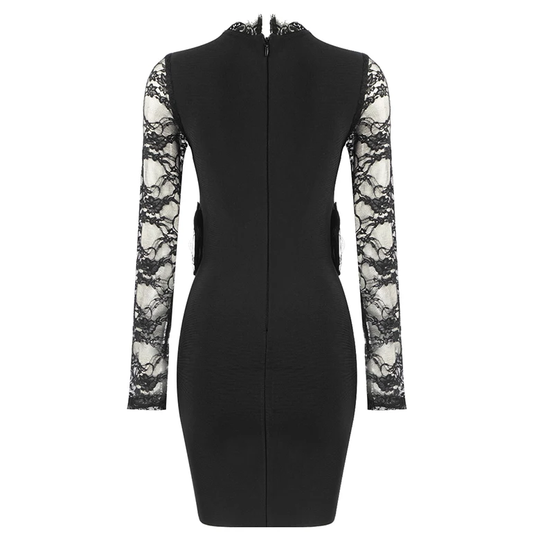 

2019 New Women black Tassel V-Neck long sleeve dresses Vestidos Celebrity evening Party bodycon Bandage dresses