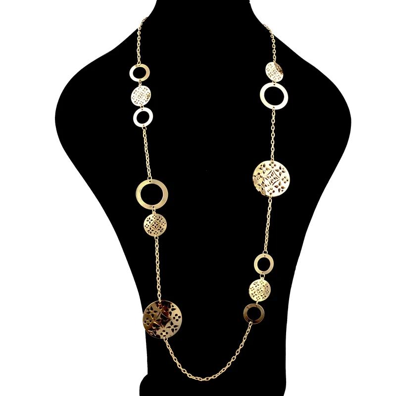

LongWay Christmas Gift Fashion Gold Color Necklaces Pendants Vintage Hollow Flower Bijoux For Women New Brand Sne150854103