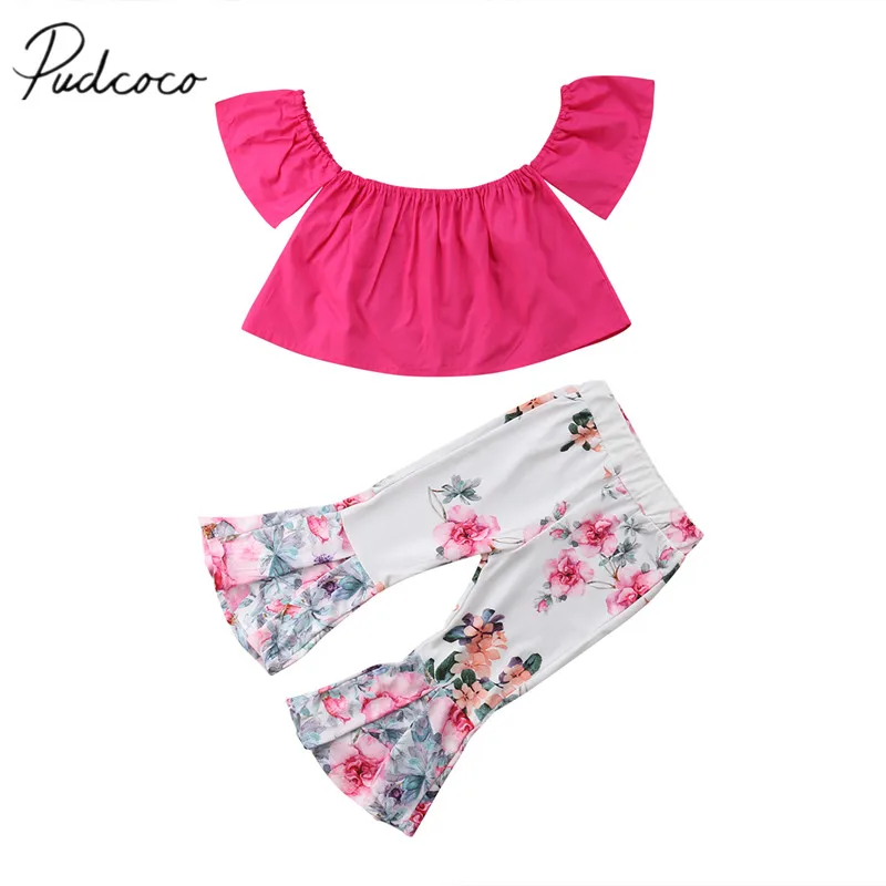 Новинка 2018 повседневный топ с открытыми плечами для маленьких девочек ясельного