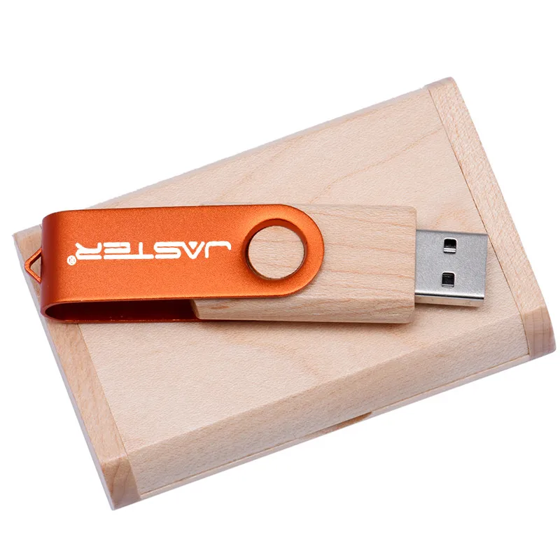 orange JASTER 10 шт. бесплатный логотип цветной металл+ клен дерево usb флеш-накопитель 4g 8gb 16gb 32gb 64gb 128gb wediing персональные подарки - Цвет: orange