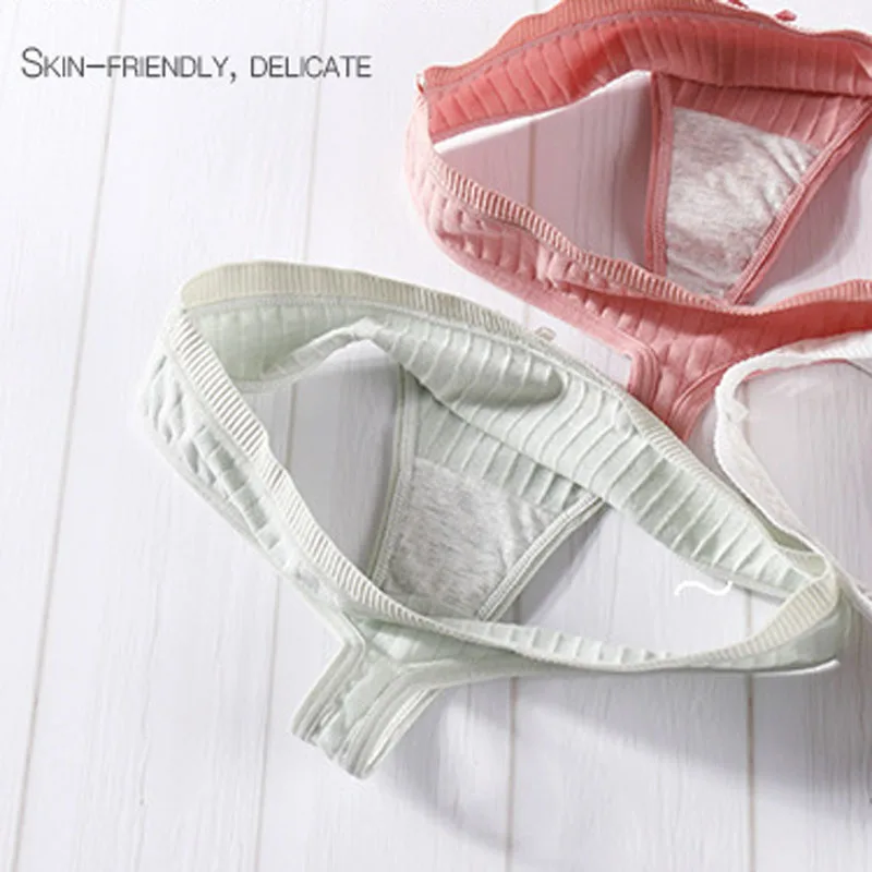 3 шт. женские бесшовные хлопковые трусики стринги|Женские трусики| |