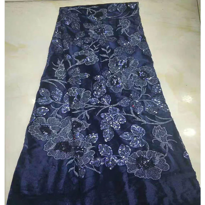 Best Quality African Lace Fabric Blue fabric High Beautiful French Sequins Mesh For Wedding | Дом и сад