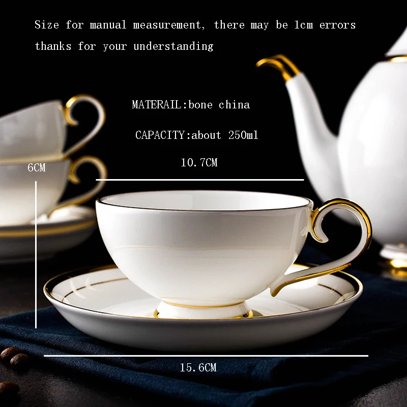 2PCS/Lot 250ML Brief Gold Border Ceramic Bone china Coffee Milk Cup with Saucer Kit Black Tea Water Mug for Birthday Gifts | Дом и сад