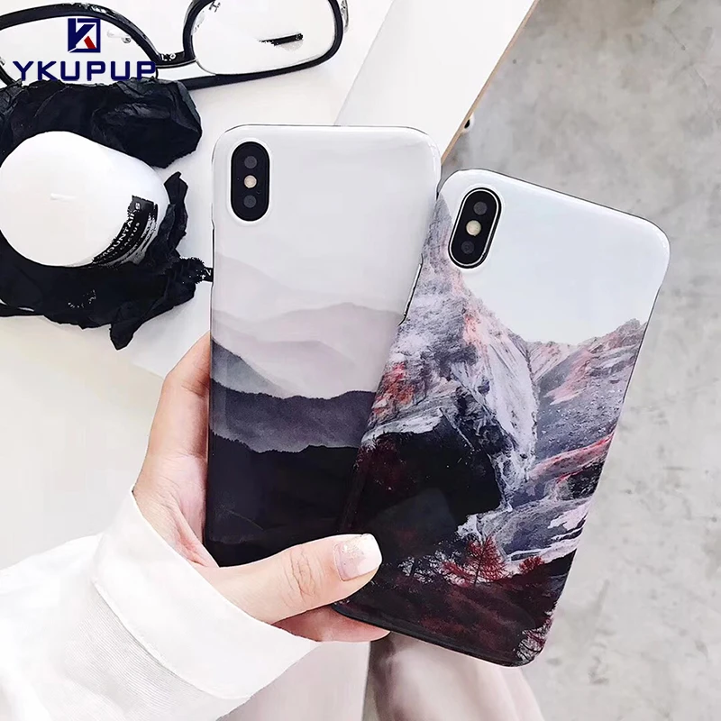 Ykupup модный Горный пейзаж Телефон задняя крышка для iphone X Case 6 6s 7 8 plus coque fundas Жесткий