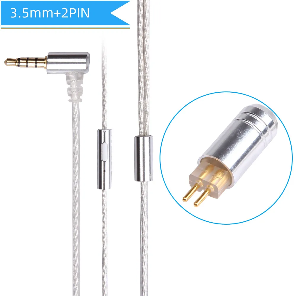 White 2Pin 3.5mm FDBRO Серебристые наушники MMCX A2DC 2Pin IE80 IM кабель 3,5 мм с микрофоном сменный провод для наушников SE215 SE425 SE535 - Цвет: White 2Pin 3.5mm