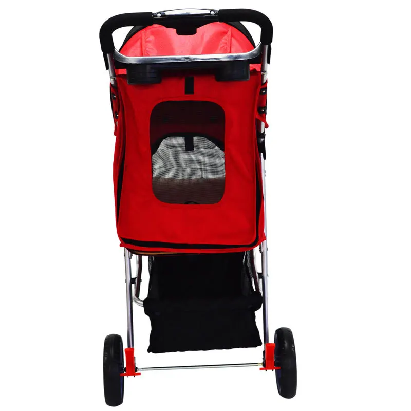 

A 3 Wheels Pet Trolley Lightweight Folding Cat Dog Stroller Easy Storage with Removable Disks Soft Sleeping Mats Shock Absorber