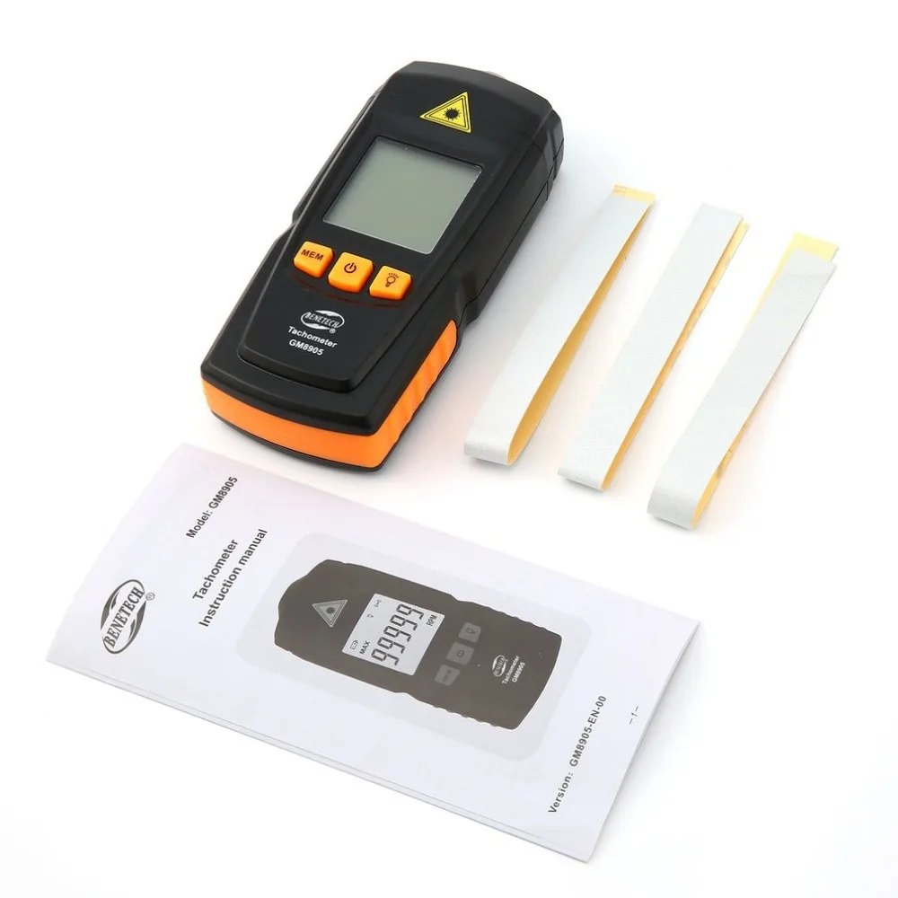 BENETECH GM8905 цифровой лазерный тахометр с ЖК-подсветкой Бесконтактный измеритель