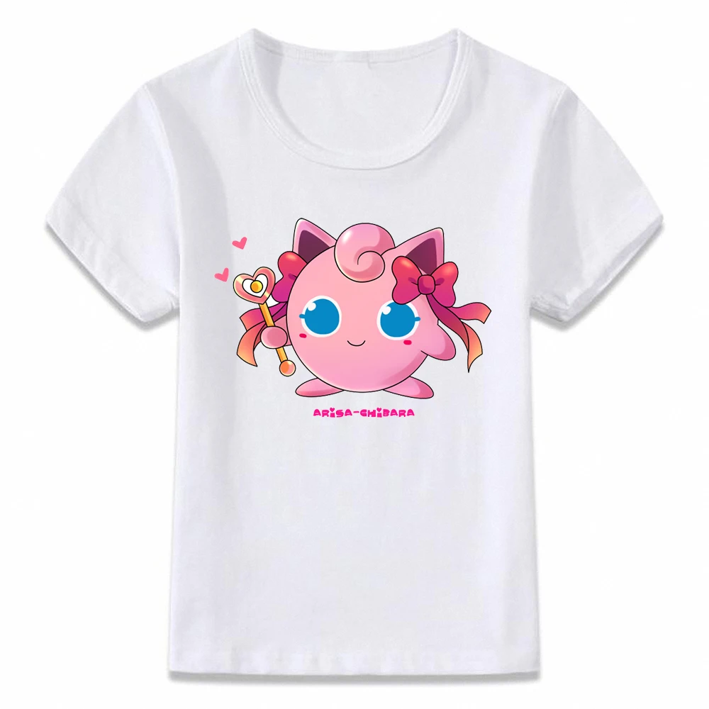 3T014U Детская одежда с героями мультфильма Angry буфами на рукавах Jigglypuff футболка для мальчиков и девочек ясельного и дошкольного возраста рубашки с коротким рукавом - Цвет: 3T014U