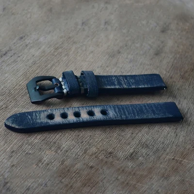 Dark Blue Ручной работы коровы кожаные старинные часы ремешок замена ремней ремешок для часов 18 мм 20 мм 22 мм 24 мм для мужчин женщин браслет KZV07 - Цвет ремешка: Dark Blue
