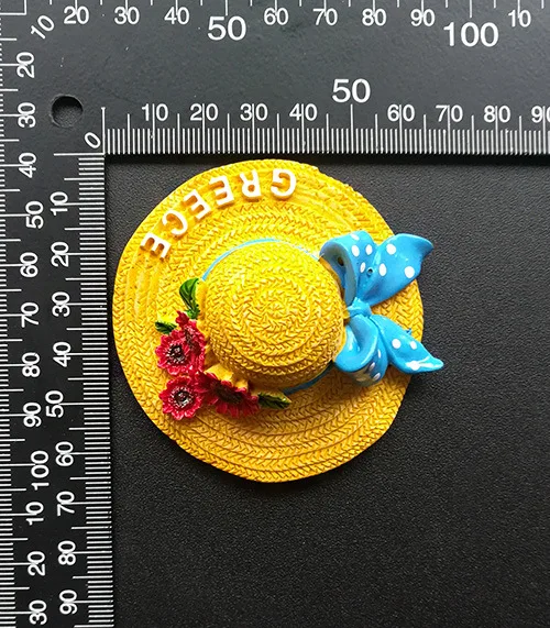 straw hat Мультяшный магнит на холодильник Праздничная соломенная шляпа Русалка холодильник магнитная наклейка Смола магниты на холодильник сувенир для путешествий - Цвет: straw hat
