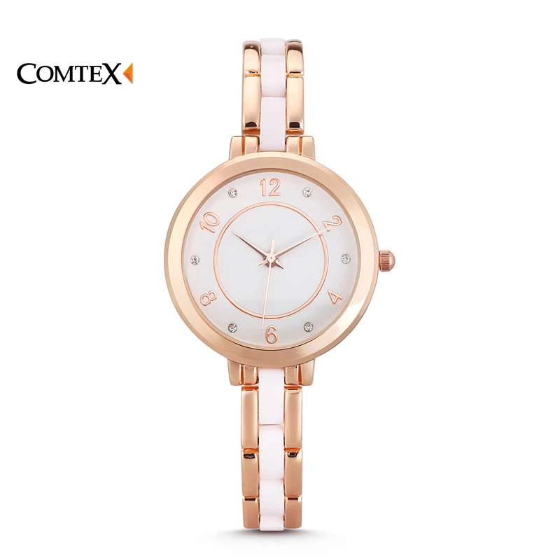 Comtex Для женщин Часы 2017 Элитный бренд Дизайн наручные женские часы из розового