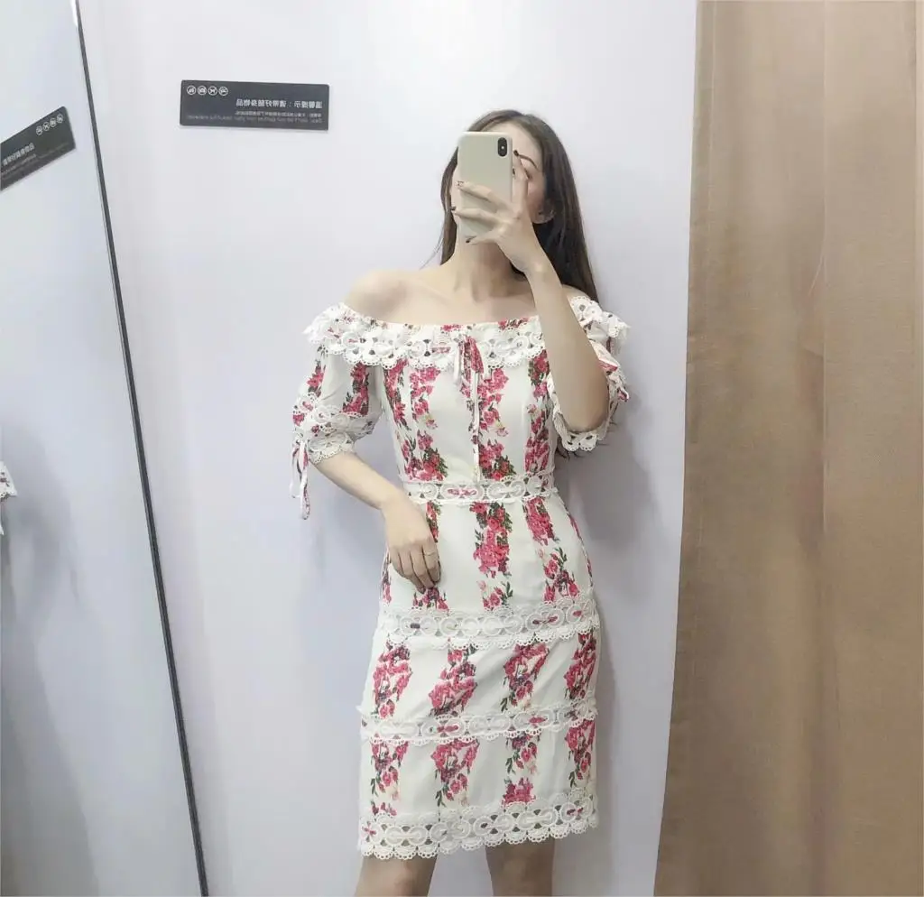 Женское винтажное платье с оборками и цветочным принтом сексуальное кружевное