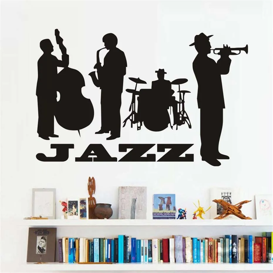 Креативный Jazz Four Boy Play Music Pattern настенный стикер для магазина Декор на окно