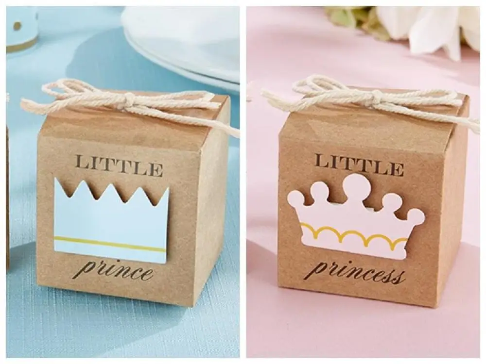 

Baby Shower Favors of Little Prince Kraft Favor Boxes For Baby Birthday Party Gift box baby Decorations Kids Candy Box