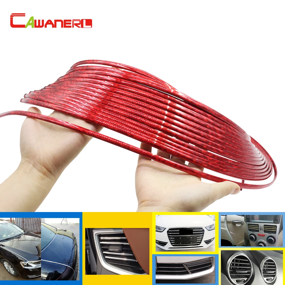 

Cawanerl 200CM Car Exterior Bumper Grille Door Air Conditioner Outlet Vent Red Chrome Trim Decoration Strip Sticker Car Styling