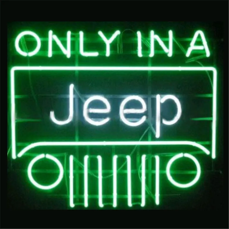 Неоновые вывески 17*14 дюймов только в автомобиле JEEP настоящий стеклянный пивной