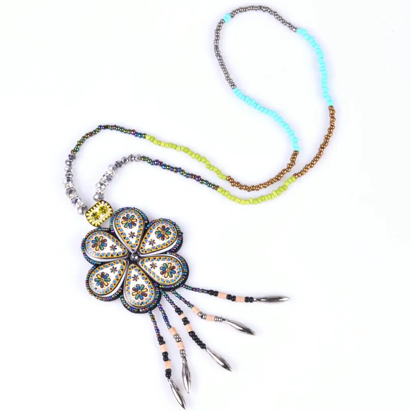 Эксклюзивные смешанные бусы с длинным узором бисерное ожерелье воротником