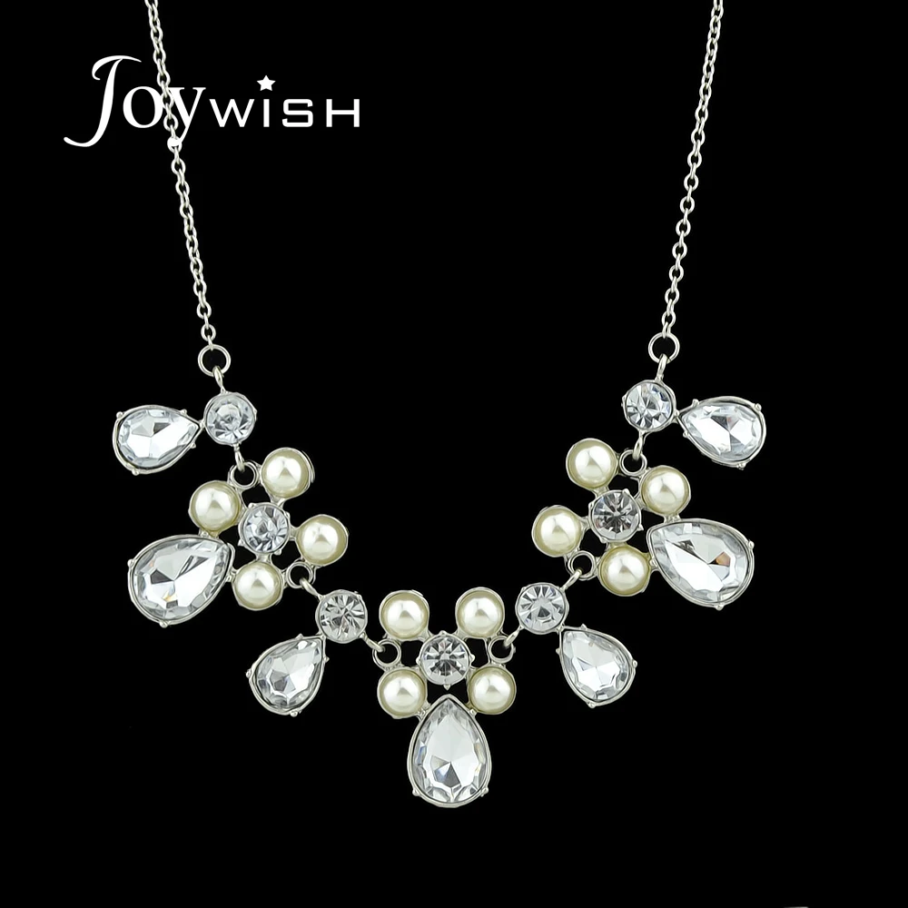 Joywish Элитный бренд Для женщин Серебряные украшения Цвет цепи с имитацией жемчуга