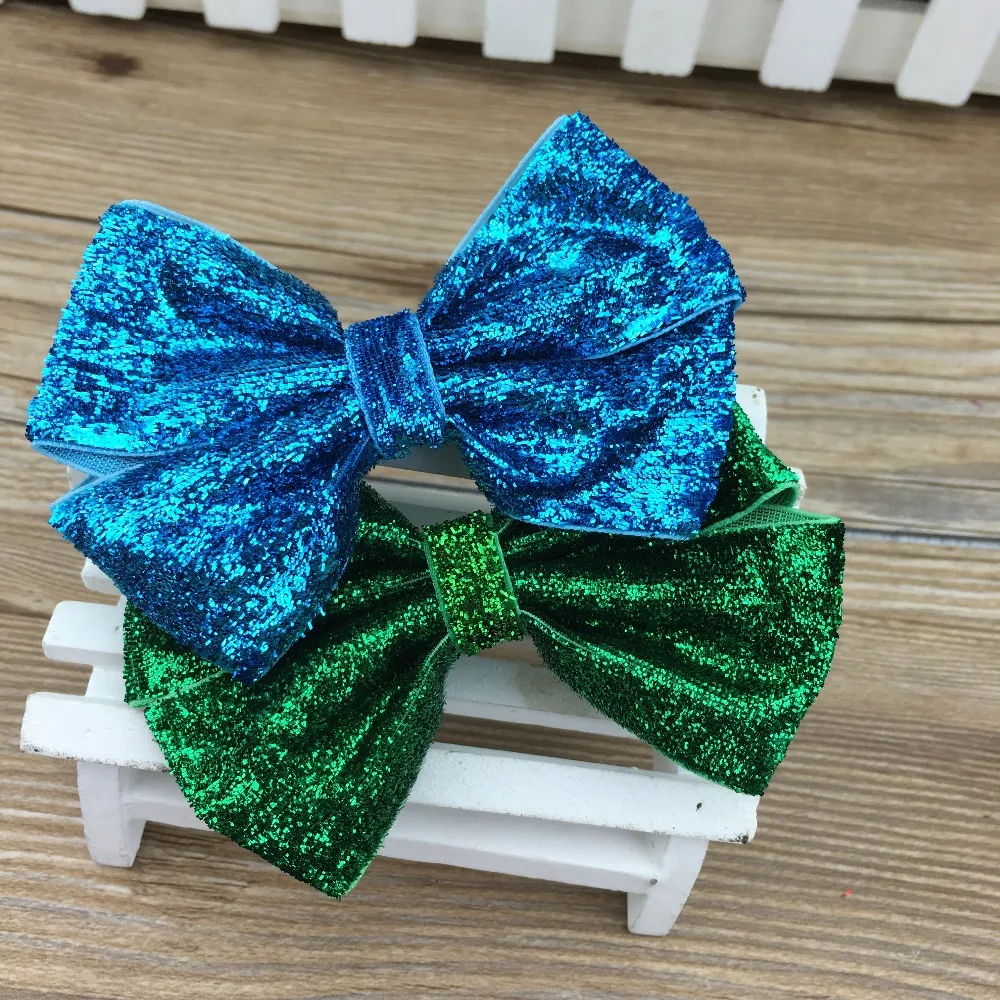 Новый стиль 4 дюйма Блестящий бант для волос девочек с клипсой блестки детей хит