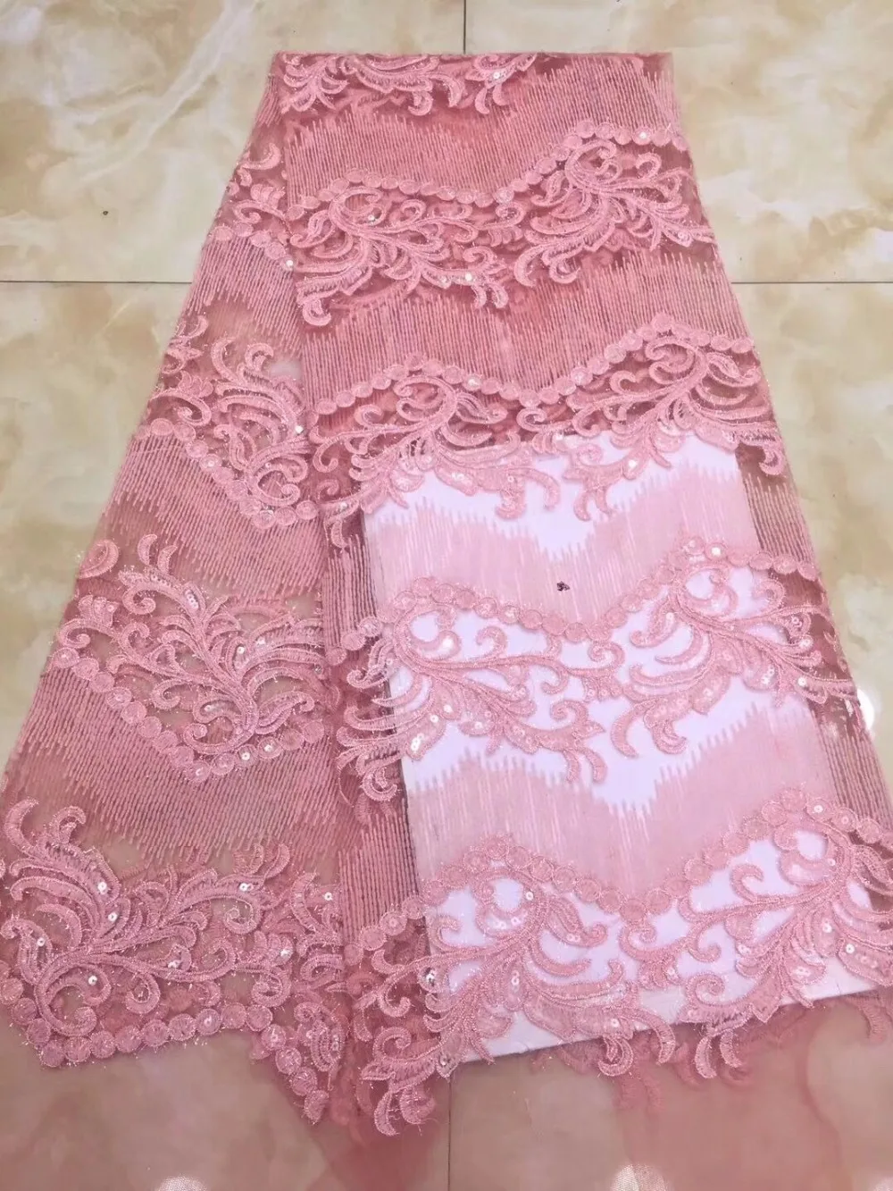 Желтое высококачественное французское Золотое Сетчатое кружево с блестками