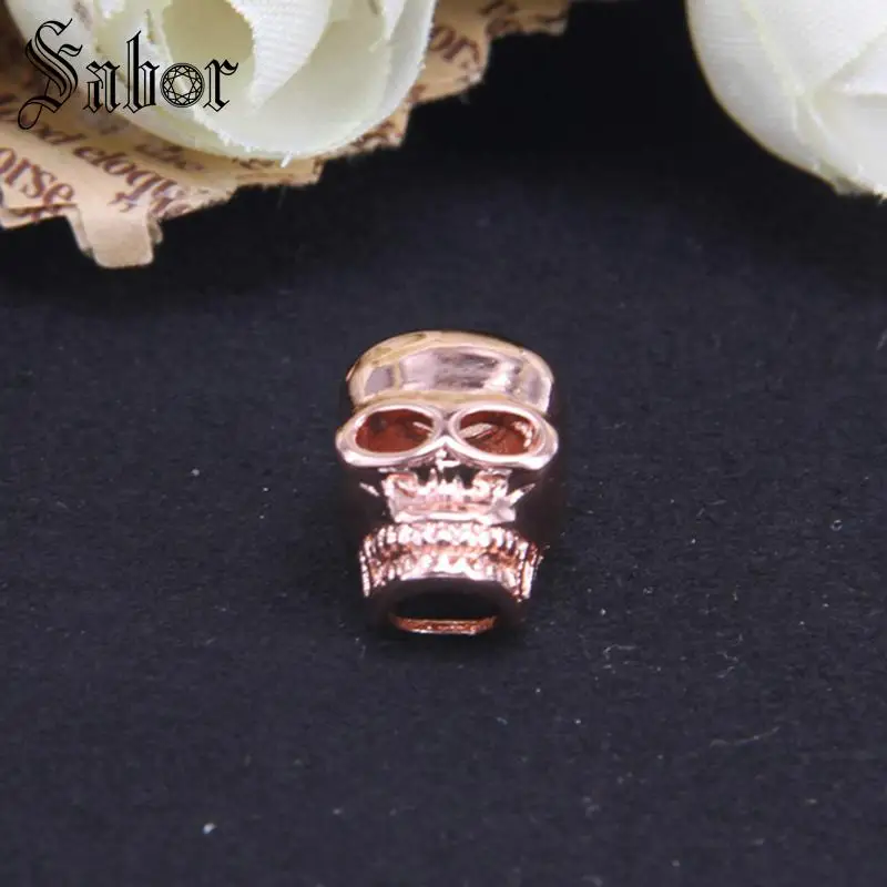 Розовый золотой череп бусины подходит браслет ожерелье ювелирные изделия B007