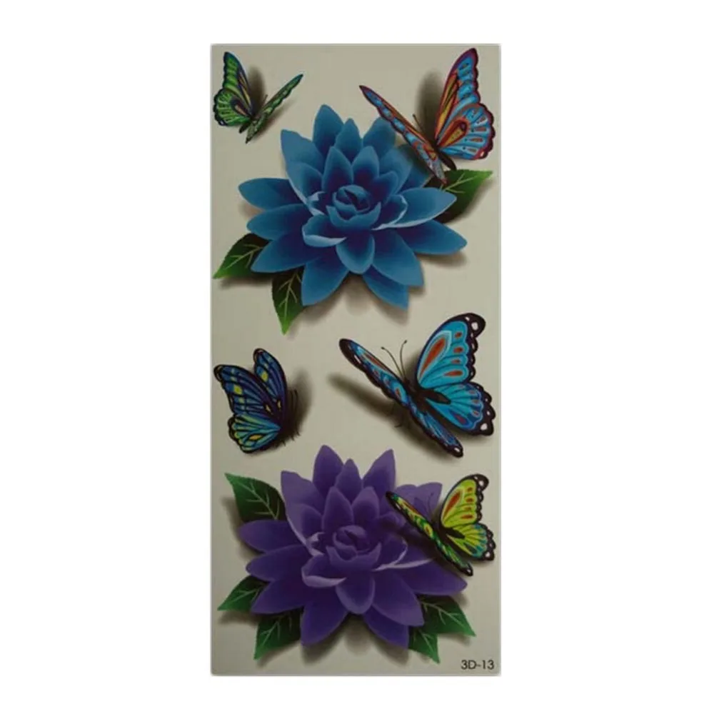 Новинка 2017 Красочные Модные татуировки с цветами розы бабочками водостойкие