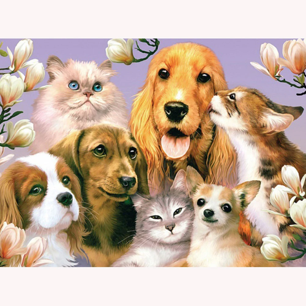 Full Round/Square Drill 5d Diamond Painting cat Dog Warm Home Mosaic DIY Embroidery Cross Stitch Sticker Decor | Дом и сад