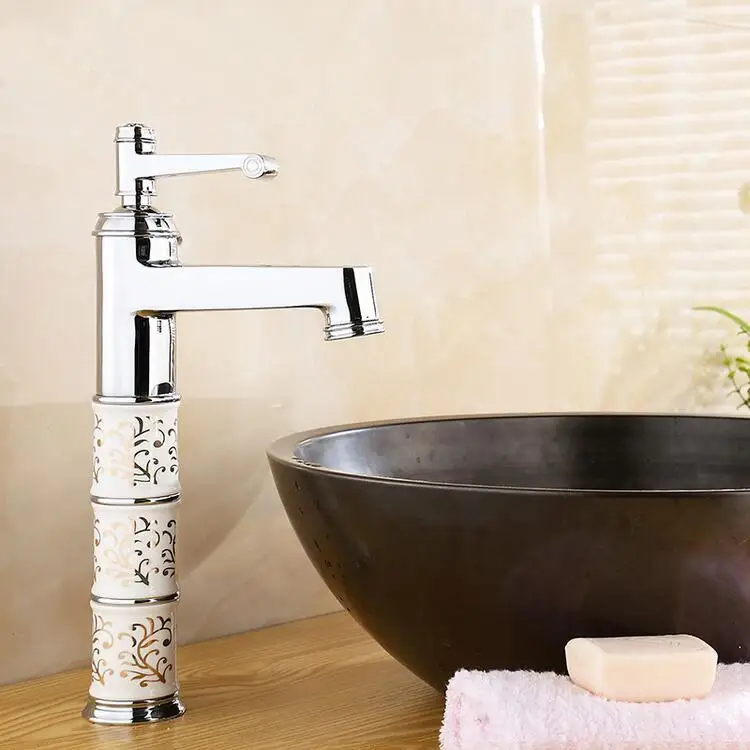 Фарфоровое покрытие Золотая твердая латунь художественный смеситель для