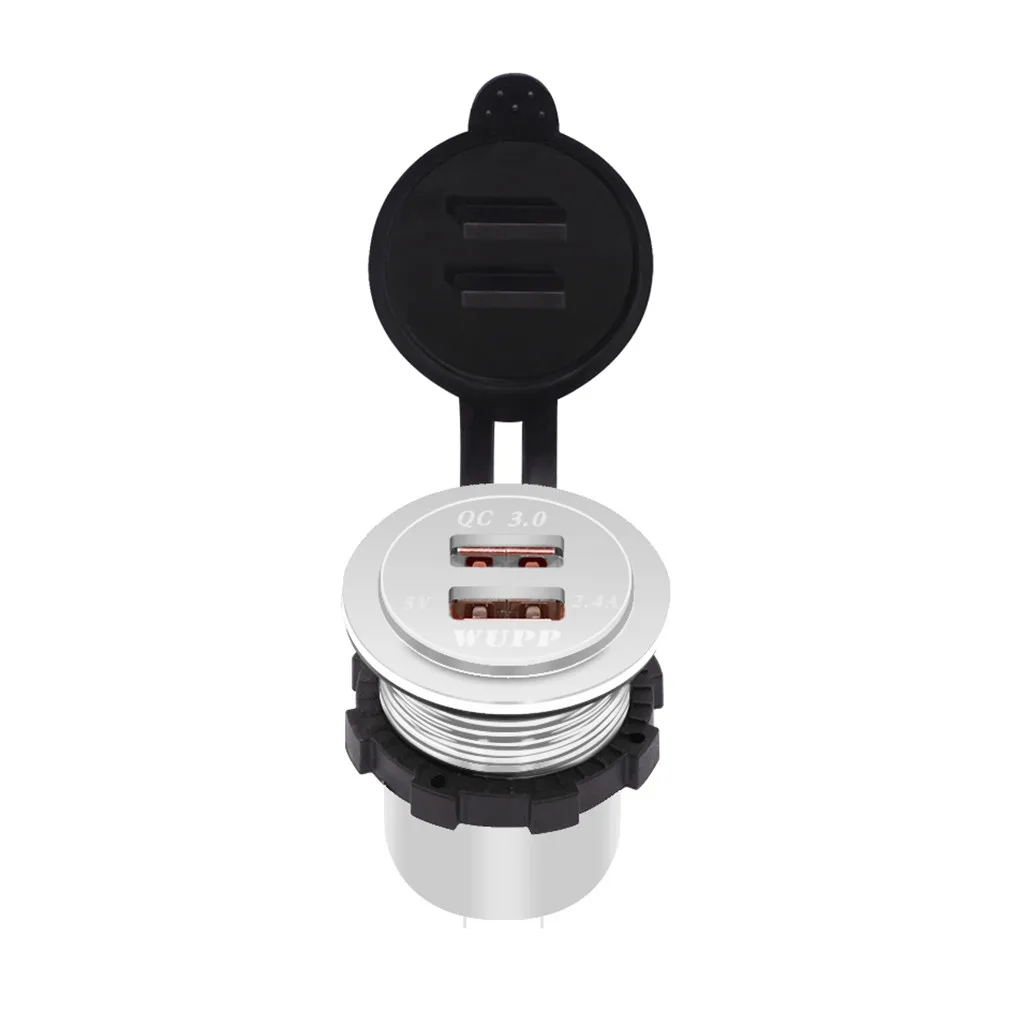 QC 3.0 Dual USB Charger Socket Voltmeter Quick Charge 3.0 Wire Waterproof for Car Motorcycle Mobile Phone Charger Fast QC#Y8