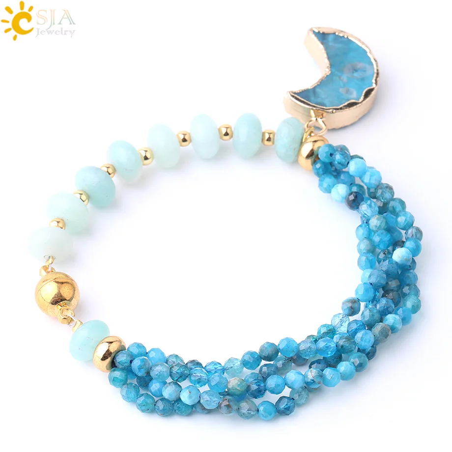 Женский браслет CSJA многослойный на магнитной застежке с гранеными